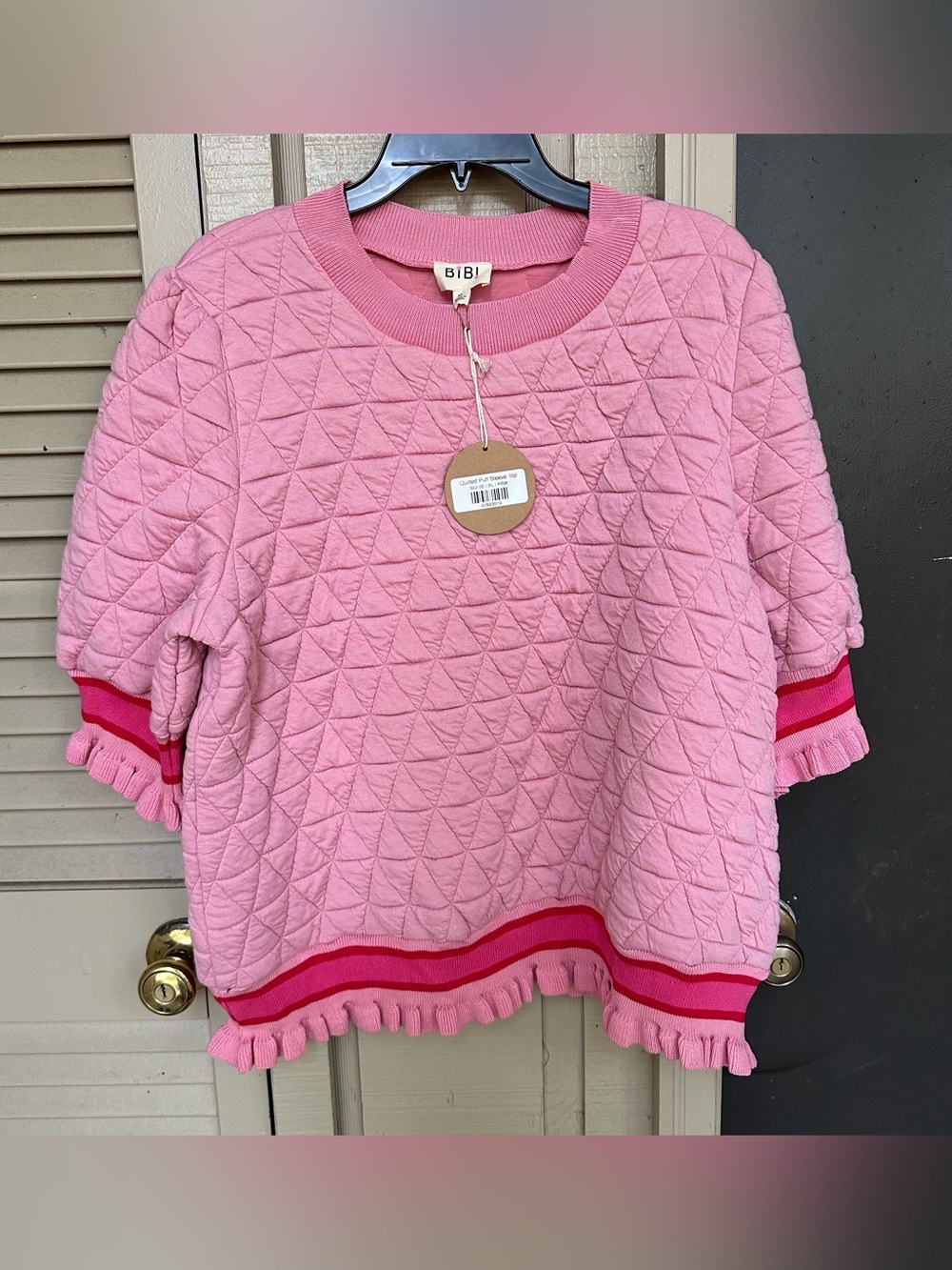 New With Tags Boutique Puff Sleeves Shirt By BIBI Size XL